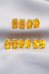 Flower Shaped Fashion Stud Earrings for Girl Children Lady 18K Yellow Gold Filled Charm Pretty Jewelry Gift6583988