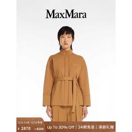 Maxmaras Designer Coats Wool Overcoat Lace up Coat Camel