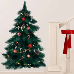 95cm Tall Large Deep Green Christmas Tree Merry Christmas Wall Stickers for Living Room Bedroom Kitchen Festival Decorative Pvc