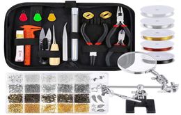 Jewelry Making Supplies Wire Wrapping Kit with Jewelry Beading Tools Wire Helping Hands Findings and Pendants6181228