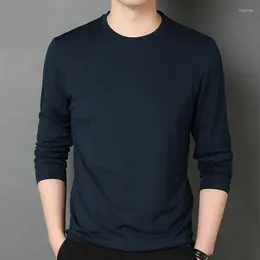 Men's T Shirts Fashion Men Solid Basic T-Shirts Spring Autumn Male Clothes O-Neck Tee Long Sleeve Bottoming Thin Slim Casual Pullover Tops