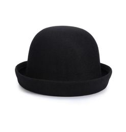 New Retail Little girls fedora hat Dome cap Children dress hats Kids caps felt hats wool felting Bowler hat2372994