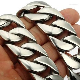 Chains Super Heavy 24mm/32mm Curb Cuban Boys Mens Chain Silver Color 316L Stainless Steel Necklace Wholesale Jewelry