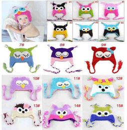 10pcs WINTER s Baby hand knitting owls hat Knitted hat Children039s Caps 33 Colour crochet hats for kids BOY AND GIRL HAT S1052544