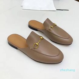 Designer Slippers Leather Loafers Men Women Princetown Lace Velvet Slipper Ladies Casual Mules Metal Buckle Pattern