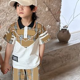 Spring Summer Sports Big Kids Clothes Boy Handsome New Pure Cotton Poio Shirt Two Piece Set Luxury Boys Girls Clothing Pants Set Csd2312133