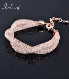 SINLEERY Luxury 2 Layer Cross Mesh Bracelet With Sparkling Crystal Inside Women Girl Fashion Jewellery 2 Colour SL068 SSH8176521