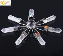 CSJA 7 Healing Point Energy Generator White Rose Quartz Amethyst Obsidian Natural Stone Reiki Crystal Ball Pendulum Chakra Bead Je7641797