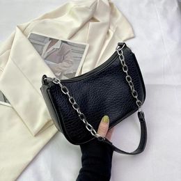 Evening Bags French Underarm Bag Women's Chain Small Square Fashionable And Simple One Shoulder Lychee Pattern Crossbody