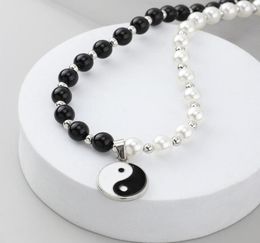 Necklaces For Women Tide Hiphop Personality And White Pearl Pendant Yin Yang Tai Chi Bagua Necklace Chain Chokers8445981