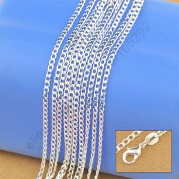 women necklace 925 Sterling Silver Necklace Genuine Chain Solid Jewelry 16-30 inches Fashion Curbwith Lobster Clasps 214p