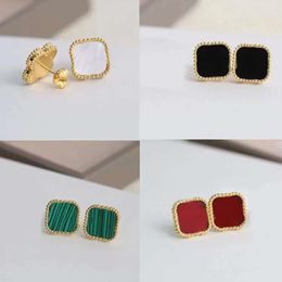four leaf clover earring stud earrings designer for women fashion jewelry woman 18K gold plated blue red pink ear ring luxury jewelrys gifts accessories brincos