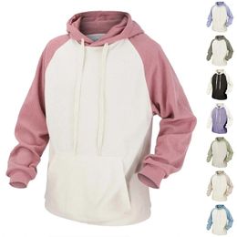 Men's Hoodies Fall And Winter Corduroy Long Sleeve Hoodie Hooded Sweatshirt Tops Outdoor Heavy Blend Plain For Men