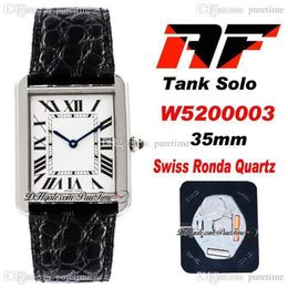 AF Solo W520003 Swiss Ronda Quartz Unisex Mens Womens Watch White Dial Black Roman Markers Blue Hand Texture Leather Strap Super E227H