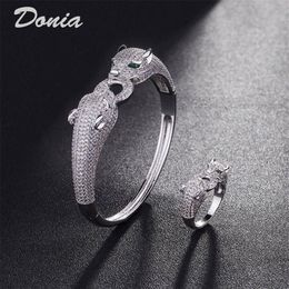 Donia Jewellery luxury bangle party European and American fashion large classic animal copper micro-inlaid zircon bracelet ring set 317m