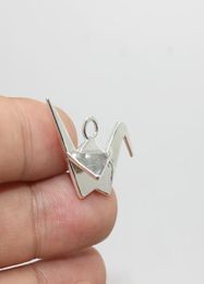 20pcs paper crane charm 29x22mm Bright silver tone paper crane charm pendant for diy jewelry4149736