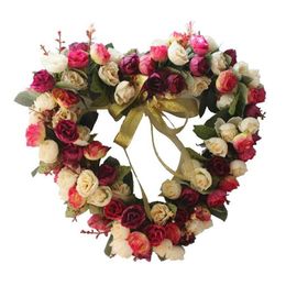 Decorative Flowers & Wreaths Rose Garland Heart-Shaped Hanging Garland Art For Family Wedding Anniversary Decoration215F
