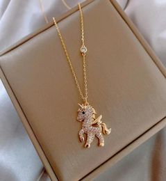 Korean Personality Simple Rhinestones Unicorn Pendant Temperament Sweet Girl Women Fashion Jewellery Accessories6386717