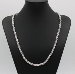 24 Inches Classic Rope Chain Thick Solid 18k White Gold Filled Womens Mens Necklace ed Knot Chain 6mm Wide1774701