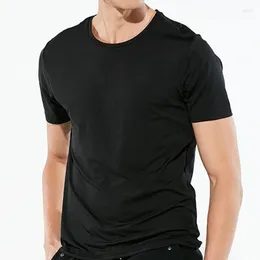 Men's Suits B4440 Shirts Quick Dry Sport Men Leisure Black Short Sleeves Casual Ice Silk T-shirt Solid Loose O-neck