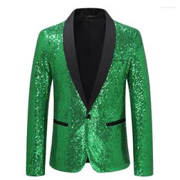 Men's Suits Shiny Green Sequin Disco Glitter Party Blazer For Men Christmas Mardi Gras Halloween Costume Dinner Wedding Prom Suit Jacket 2XL