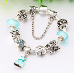 DIY Strands bracelet light blue dispersion bead and princess skirt pendant jewelry whole5990103