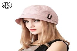 FS Fashion Cotton Sun Hat For Women Summer Outdoor Foldable Beach Hats Blue Pink Dark Gray Wide Brim Casual Visor Caps Femme2432448