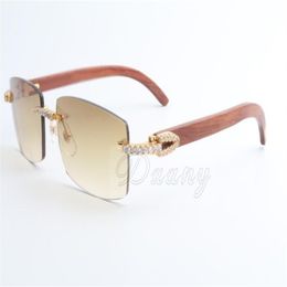 New direct s limited edition large diamond high quality sunglasses men and women wood sunglasses 3524012 2 Size 56-18-135mm222C