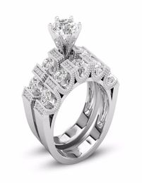 Unique Choucong Vintage Fashion Jewellery Couple Rings 925 Silver Fill Retro Eternity Round Cut White Topaz CZ Diamond Women Bridal 2057713