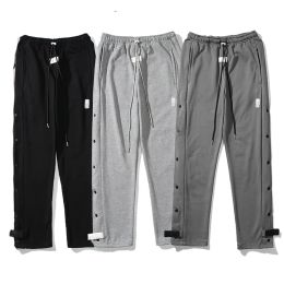 Herrenhose, High Street Hip Hop Hose, Jogginghose mit seitlichem Knopf, lässige Sporthose