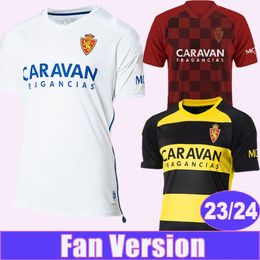 2023 24 Real Zaragoza BERMEJO Mens Soccer Jerseys PUCHE FRANCES FRANCHO NIETO Home White Away 3rd Short Sleeve Football Shirts Adult Uniforms