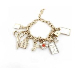 2021 New Brand Fashion Top Quality Jewelry For Women Charm Bracelet Thick Chain Drop Shears Perfume Bottle Lock Charm Design 9849253