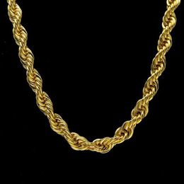 10MM 18K Gold Plated Rope Chain Mens 1cm Gold Silver Chain Necklace 30inch Length Hiphop Jewellery for Men Women256y