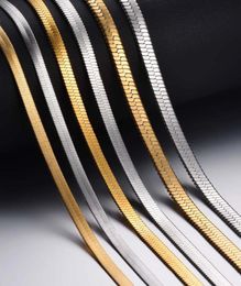 Chokers 1 Piece Width 4mm5mm6mm Stainless Steel Flat Chain Necklace Jewellery For Men Women Not Allergic6257127