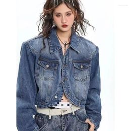 Women's Jackets 2023 Denim Coat American Retro Spicy Girl Shoulder Small Short Curved Spring/Summer/Autumn Slim Fit