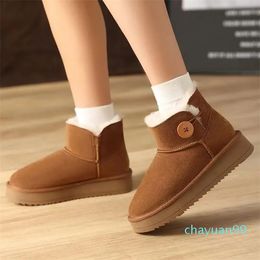 Boots Fluffy Platform Scuffs Wool Shoes Sheepskin Fur Leather Classic Casual Women Outside Slider