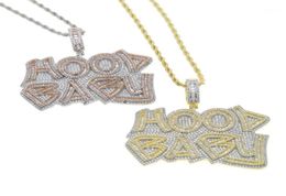 Chains Hip Hop 5A CZ Paved Hood Baby Pendants 2 Colours Letter Charm Necklace Iced Out Bling Cubic Zircon Boy Men039s Rapper Jew9362025