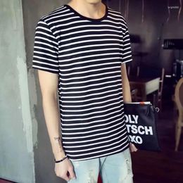 Men's Suits A2652 Brand Short-sleeved T-shirts For Male T-shirt Version Striped Round-collar Men T Shirts Man