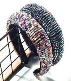 Gold Velvet Headbands For Women Luxury INS Handmade Beaded Hairband Girls Sponge Wide Brimmed Headband Whole1118084