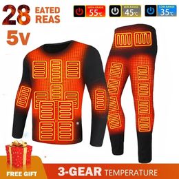 Men's Thermal Underwear Zone 28 Heated Winter Man Heated Suit Underwear Motorcycle USB Electric Powered Thermal Heating Motorcycle Pants Men Skiing 231213