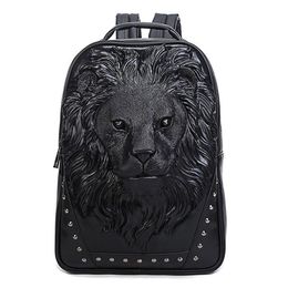 Whole factory mens shoulder bags street cool animal lion head men backpack waterproof wear-resistant leather handbag outdoor s309S