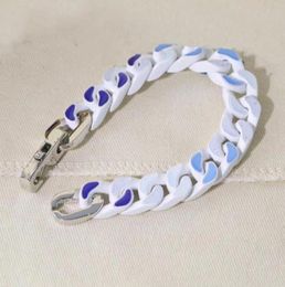 Mens Women Fashion Engraved Flower Coloured Enamel Stainless steel cuban link bracelets lovers gift Hip hop Jewellery with box NRJ6955287