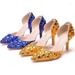 Sandals Sexy Pumps Sandal Women Wedding Rhinestone Slip On PU 8CM Thin Heels Party Prom Japanese Style Shoes White