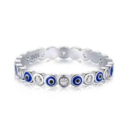 Genuine 925 Sterling Silver Evil Eye Ring Charm Blue Wedding Eternity Rings For Women Lucky Turkey Jewelry Gift for Girl 2022 W2201872728