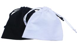 50pcslot Black cotton drawstring bag recycle white cotton gift dust pouch customize size and6976160