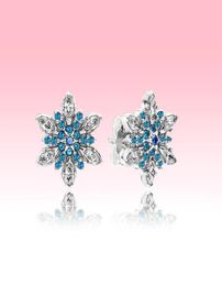 Blue CZ diamond snowflake Stud Earrings luxury designer Women Jewellery for P 925 Silver Earring with Original box set3798386