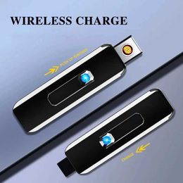 New Portable Metal Electric Flameless Coil Tungsten Wire Lighter Outdoor Windproof USB Charging Touch Sensing Men's Gift