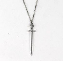 5PCSPower Movie Ice and Fire Song Game Stark Wolf Sword Necklace Double Cross Skull Clavicle Chain Necklace 1567128300