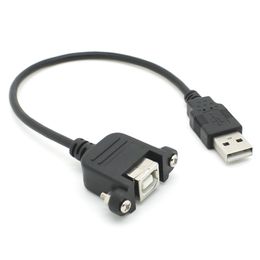 10pcs/lot USB 2.0 TYPE A Male to B Female ( AM TO BF ) Screw Lock Panel Mount Cable for Computer Printer 30cm
