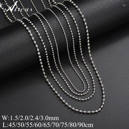 Chains 1pcs Stainless Steel Ball Beads Necklace Width 1.5/2.0/2.4/3.0mm Length45-90cm Pendant Link Chain DIY Choker